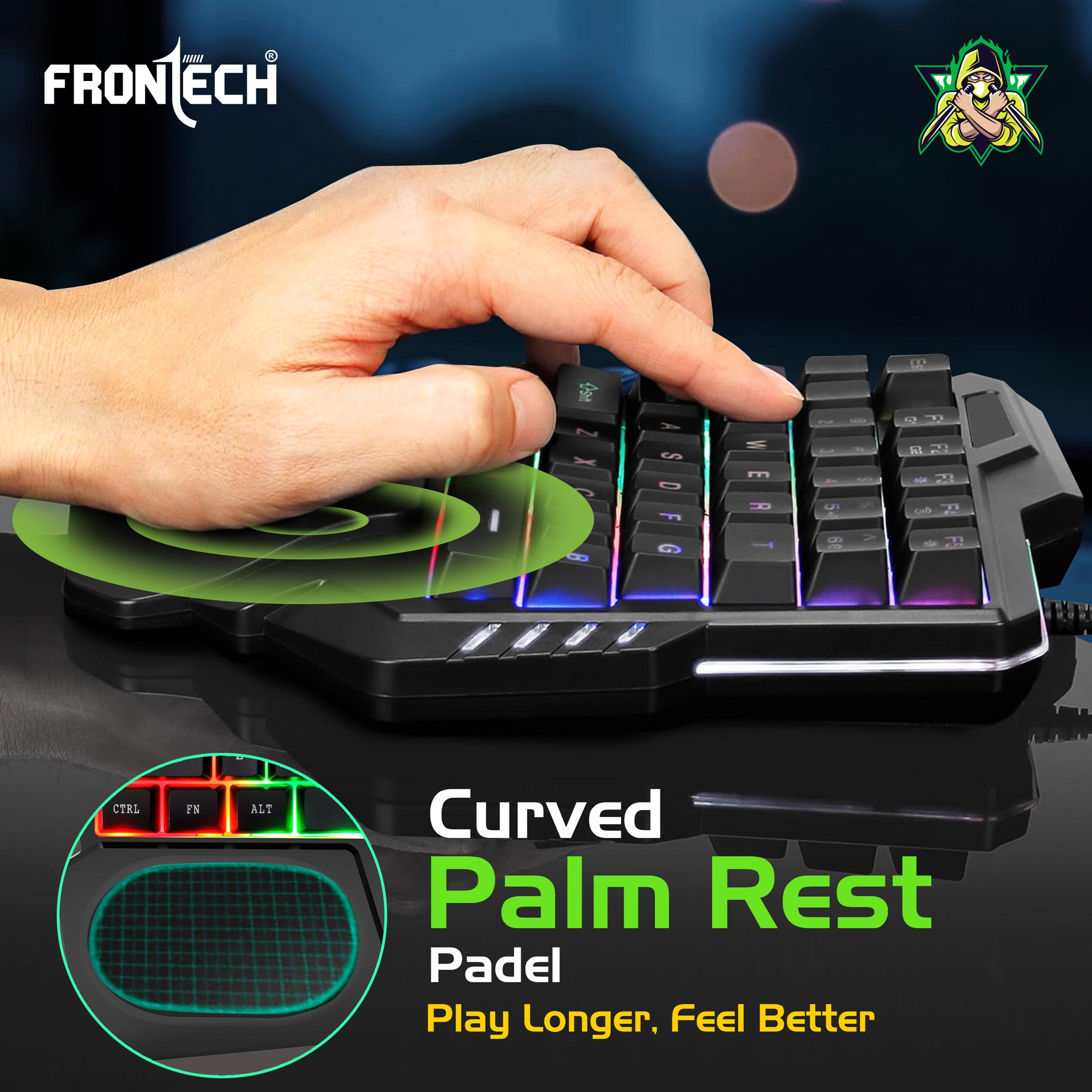 FRONTECH KB-0008P Dragon Fox Rainbow Backlit Gaming Keyboard | 35 Anti-Ghosting & Mechanical Keys | USB Wired Compact Keyboard for PC & Laptop | Windows Compatible | Plug & Play FRONTECH KB-0008P Dragon Fox Rainbow Backlit Gaming Keyboard | 35 Anti-Ghosting & Mechanical Keys | USB Wired Compact Keyboard for PC & Laptop | Windows Compatible | Plug & Play